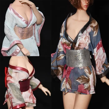 1/6 naiste riided TBLeague Phicen Kimono trükitud ultra-õhuke marli suur pilu, kimono sobib 12