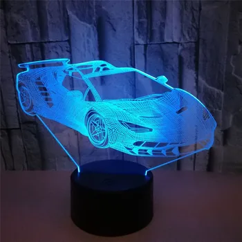 3D Hologramm Lamp Lahe Auto Akrüül-7 Värvi Muuta Õhtul Tuli Laps Touch Lüliti Värvilised tuled LED USB laualamp Atmosfääri lamp