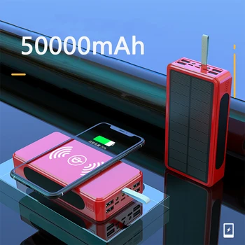 50000mAh Solar Power Bank Kiire Qi Juhtmevaba Laadija iPhone 13 X Samsung S22 Xiaomi Välise Aku Powerbank koos Taskulamp