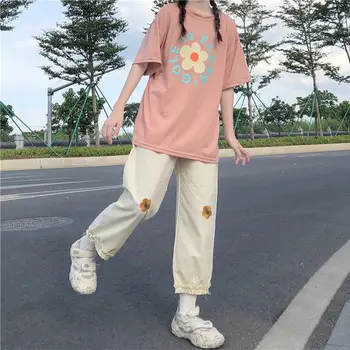 Mood Lille Tikandid Püksid Y2k Jaapani Naised Harajuku Vabaaja Ins Magus Kõik-mängu Pahkluu Pikkusega Püksid Armas Kottis Beež